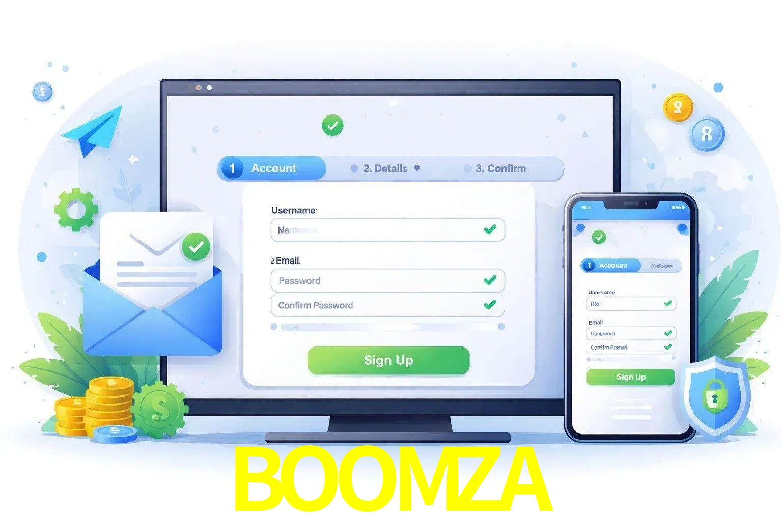 Registro de nuevo usuario y configuración de cuenta BOOMZA